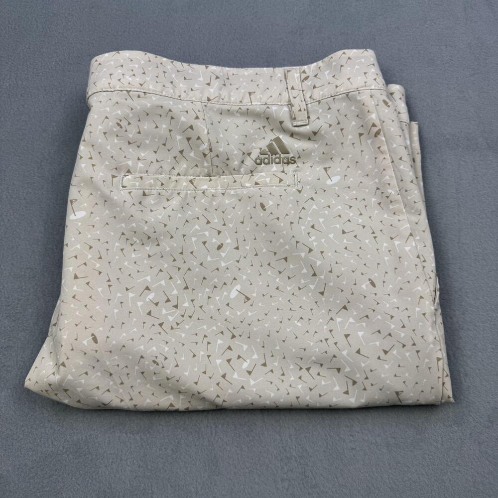 Adidas Golf Shorts Mens 38 Beige Geometric Print 10 Inseam Performance HA9126